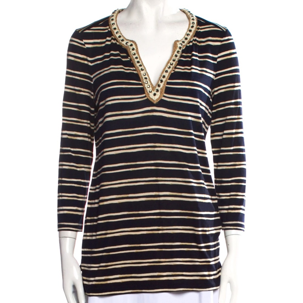 Navy Striped Women's Top - Picture 2 of 9